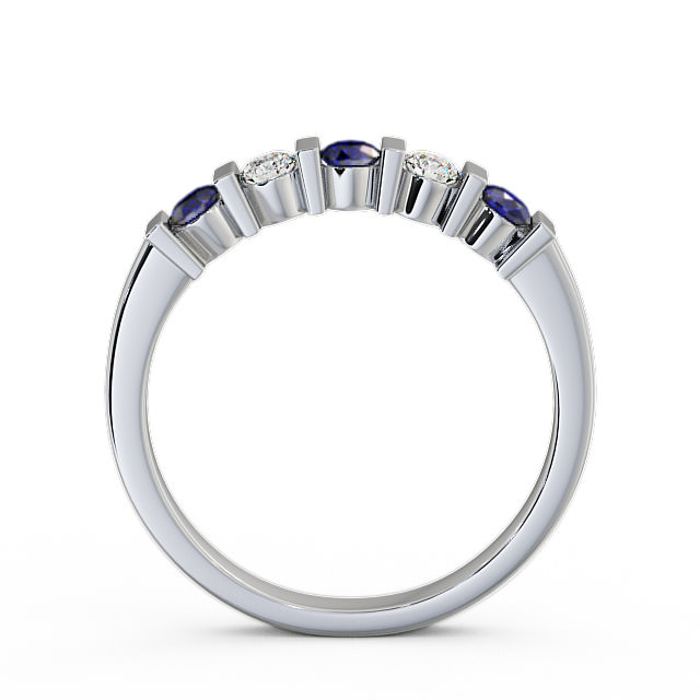 Five Stone Blue Sapphire and Diamond 0.41ct Ring 9K White Gold - Hawnby FV6GEM_WG_BS_UP