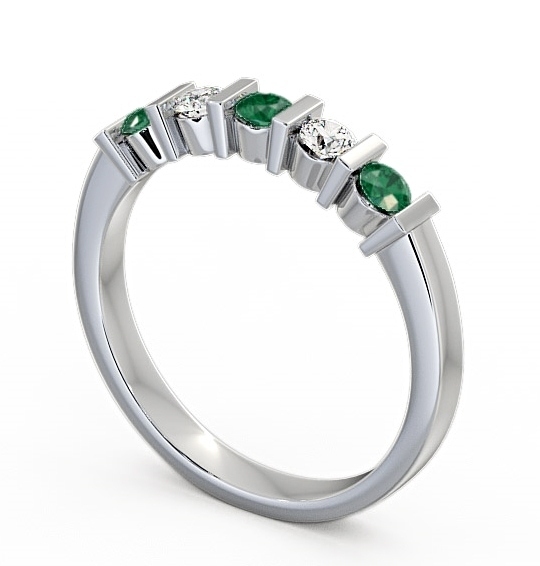 Five Stone Emerald and Diamond 0.35ct Ring 9K White Gold FV6GEM_WG_EM_THUMB1