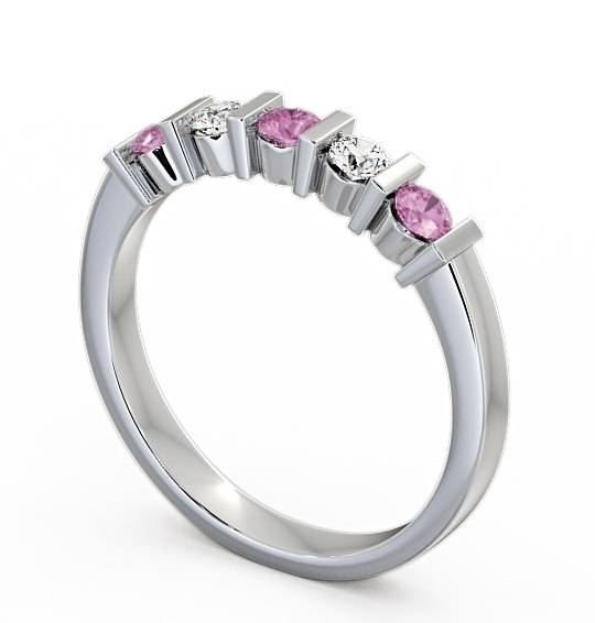 Five Stone Pink Sapphire and Diamond 0.41ct Ring Platinum FV6GEM_WG_PS_THUMB1