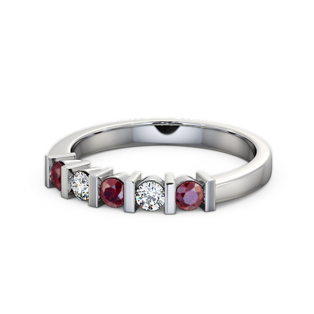 Five Stone Ruby and Diamond 0.41ct Ring Platinum - Hawnby FV6GEM_WG_RU_FLAT