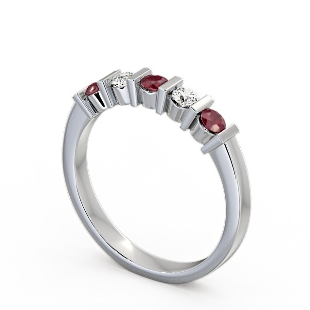 Five Stone Ruby and Diamond 0.41ct Ring 18K White Gold - Hawnby FV6GEM_WG_RU_SIDE