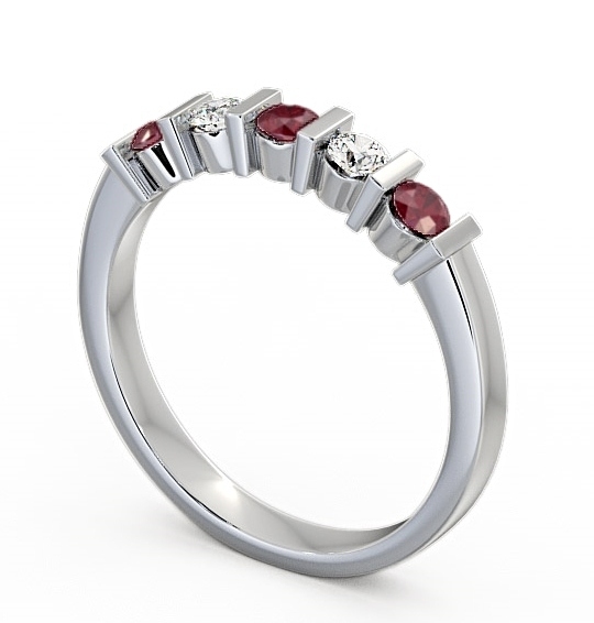 Five Stone Ruby and Diamond 0.41ct Ring 18K White Gold FV6GEM_WG_RU_THUMB1