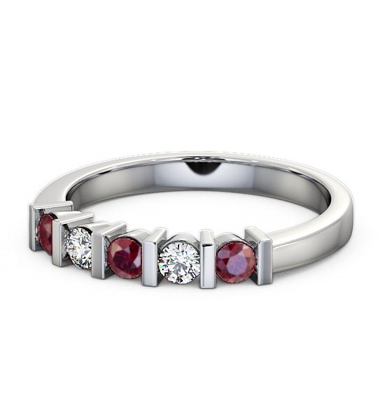  Five Stone Ruby and Diamond 0.41ct Ring 18K White Gold - Hawnby FV6GEM_WG_RU_THUMB2 