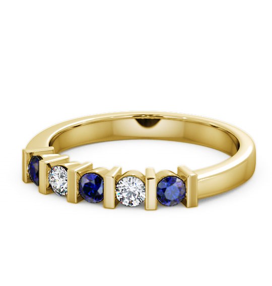  Five Stone Blue Sapphire and Diamond 0.41ct Ring 9K Yellow Gold - Hawnby FV6GEM_YG_BS_THUMB2 