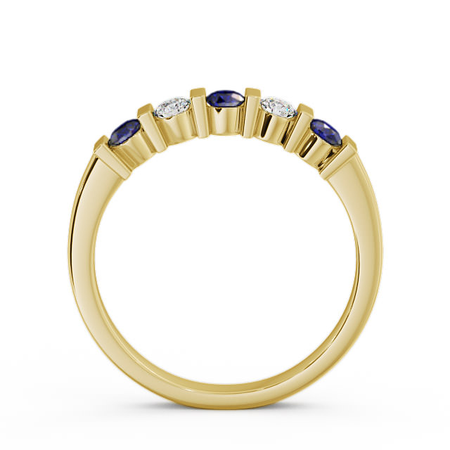 Five Stone Blue Sapphire and Diamond 0.41ct Ring 18K Yellow Gold - Hawnby FV6GEM_YG_BS_UP