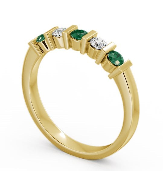 Five Stone Emerald and Diamond 0.35ct Ring 18K Yellow Gold FV6GEM_YG_EM_THUMB1