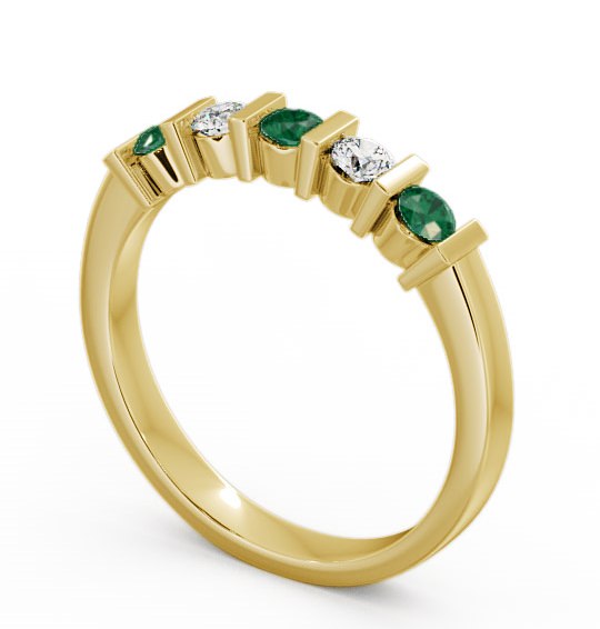 Five Stone Emerald and Diamond 0.35ct Ring 9K Yellow Gold FV6GEM_YG_EM_THUMB1