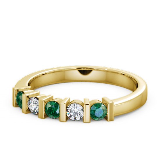  Five Stone Emerald and Diamond 0.35ct Ring 18K Yellow Gold - Hawnby FV6GEM_YG_EM_THUMB2 