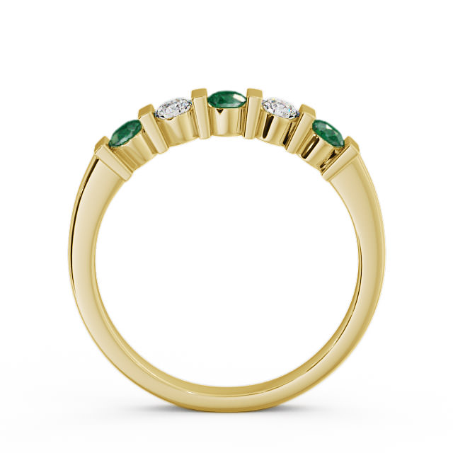 Five Stone Emerald and Diamond 0.35ct Ring 18K Yellow Gold - Hawnby FV6GEM_YG_EM_UP