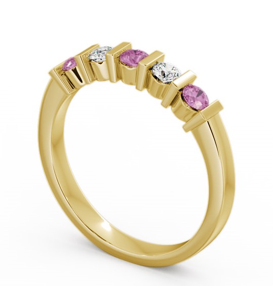 Five Stone Pink Sapphire and Diamond 0.41ct Ring 18K Yellow Gold FV6GEM_YG_PS_THUMB1