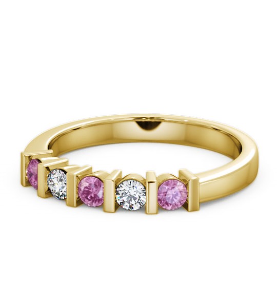  Five Stone Pink Sapphire and Diamond 0.41ct Ring 18K Yellow Gold - Hawnby FV6GEM_YG_PS_THUMB2 