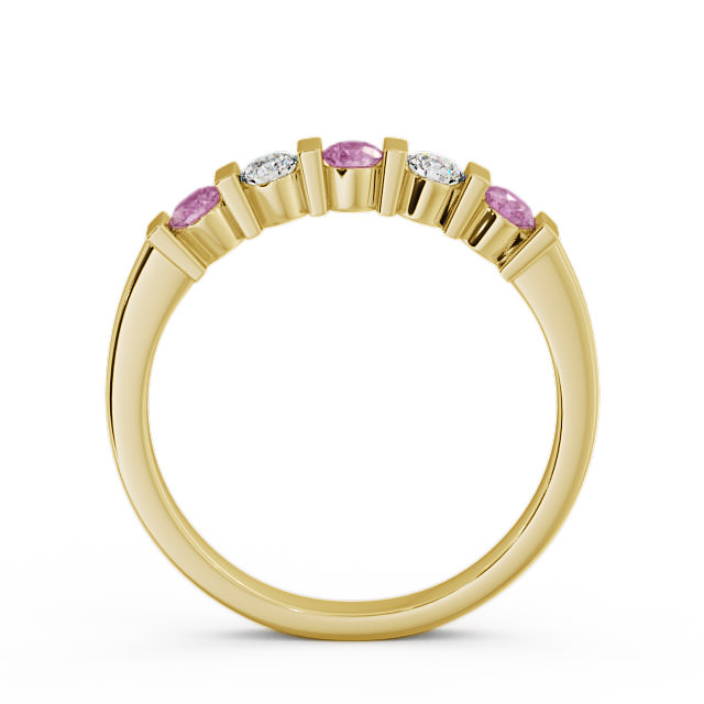 Five Stone Pink Sapphire and Diamond 0.41ct Ring 18K Yellow Gold - Hawnby FV6GEM_YG_PS_UP
