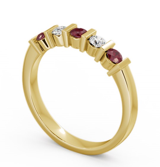 Five Stone Ruby and Diamond 0.41ct Ring 9K Yellow Gold FV6GEM_YG_RU_THUMB1