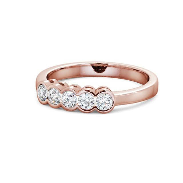 Five Stone Round Diamond Ring 18K Rose Gold - Rowley FV7_RG_FLAT