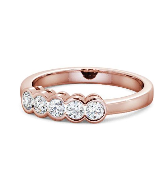 Five Stone Round Diamond Bezel Set Ring 9K Rose Gold FV7_RG_THUMB2 
