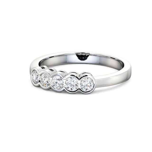Five Stone Round Diamond Ring 9K White Gold - Rowley FV7_WG_FLAT