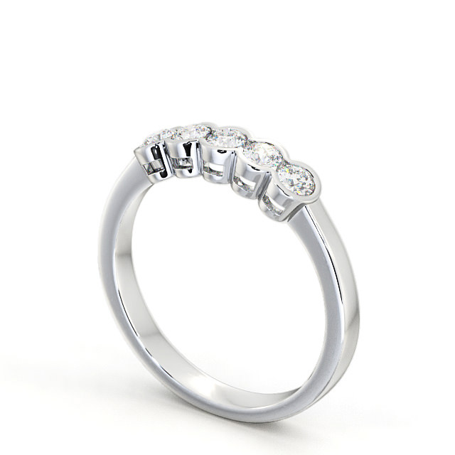 Five Stone Round Diamond Ring 18K White Gold - Rowley FV7_WG_SIDE