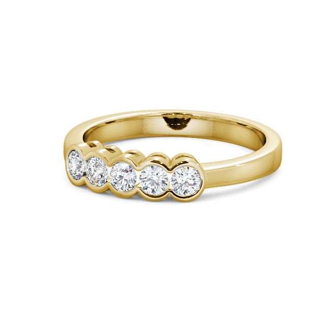 Five Stone Round Diamond Ring 18K Yellow Gold - Rowley FV7_YG_FLAT