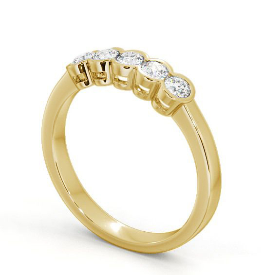 Five Stone Round Diamond Bezel Set Ring 18K Yellow Gold FV7_YG_THUMB1