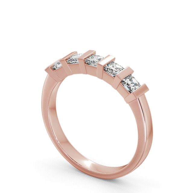 Five Stone Princess Diamond Ring 18K Rose Gold - Advie FV8_RG_SIDE