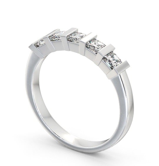 Five Stone Princess Diamond Tension Set Ring 9K White Gold FV8_WG_THUMB1