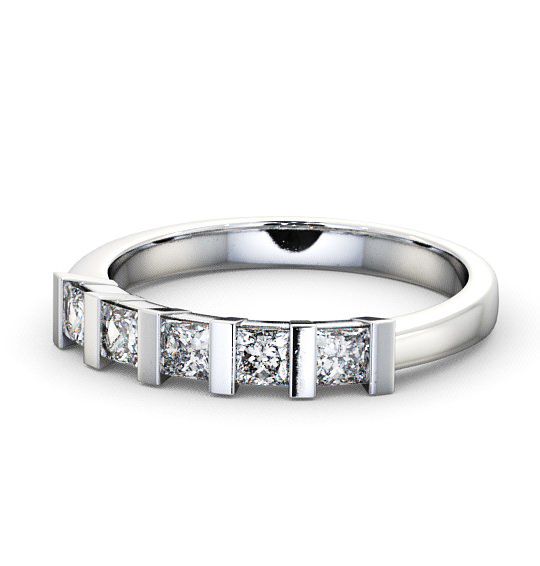 Five Stone Princess Diamond Tension Set Ring 18K White Gold FV8_WG_THUMB2 