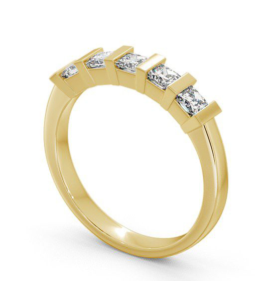 Five Stone Princess Diamond Tension Set Ring 9K Yellow Gold FV8_YG_THUMB1