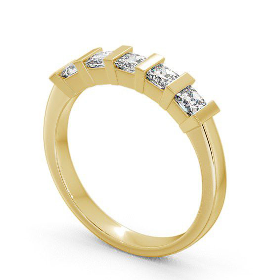 Five Stone Princess Diamond Tension Set Ring 9K Yellow Gold FV8_YG_THUMB1 