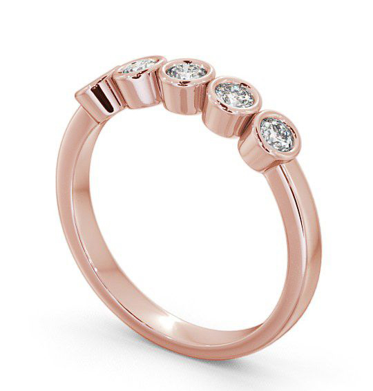 Five Stone Round Diamond Bezel Set Ring 9K Rose Gold FV9_RG_THUMB1