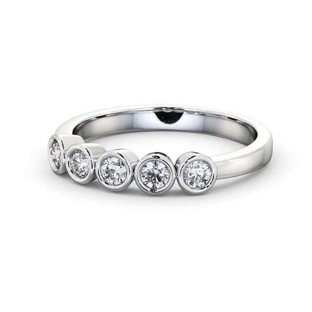 Five Stone Round Diamond Ring 9K White Gold - Avebury FV9_WG_FLAT