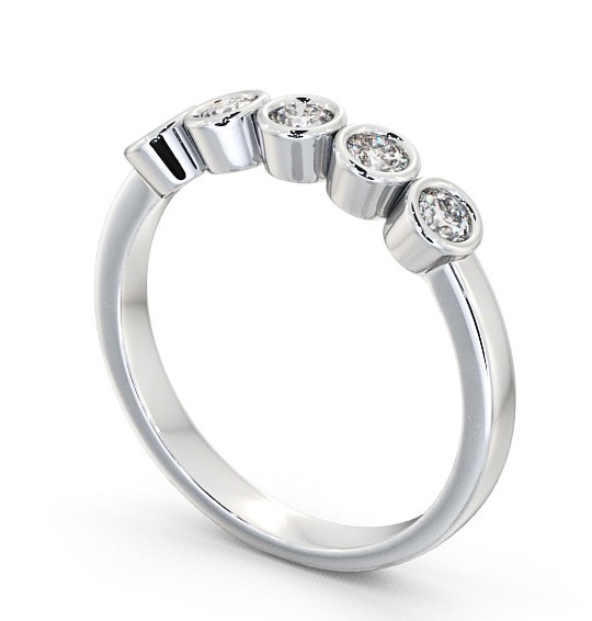 Five Stone Round Diamond Bezel Set Ring 18K White Gold FV9_WG_THUMB1