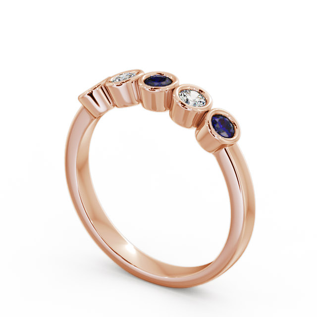 Five Stone Blue Sapphire and Diamond 0.41ct Ring 18K Rose Gold - Avebury FV9GEM_RG_BS_SIDE