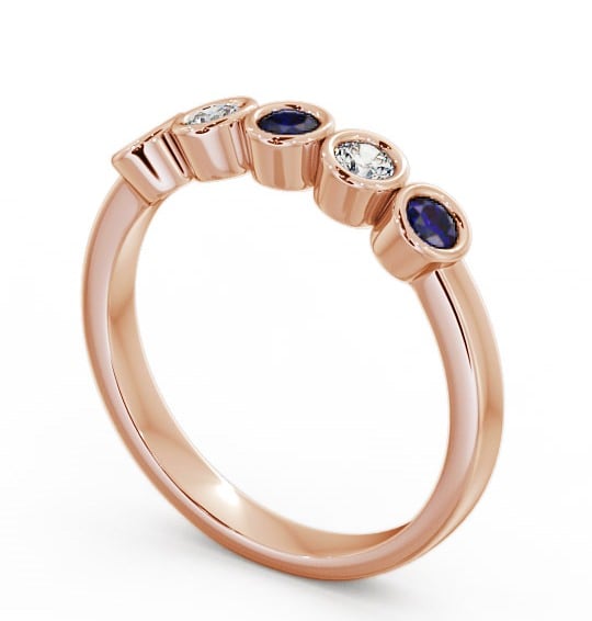 Five Stone Blue Sapphire and Diamond 0.41ct Ring 18K Rose Gold - Avebury FV9GEM_RG_BS_THUMB1