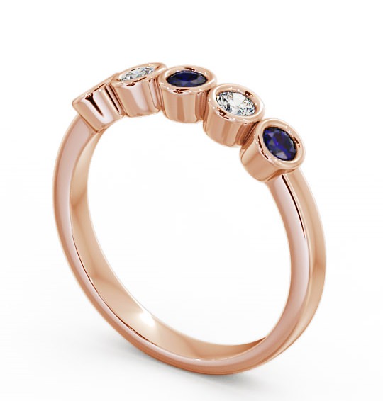 Five Stone Blue Sapphire and Diamond 0.41ct Ring 9K Rose Gold FV9GEM_RG_BS_THUMB1