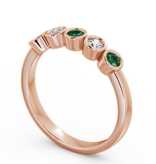 Five Stone Emerald and Diamond 0.35ct Ring 18K Rose Gold FV9GEM_RG_EM_THUMB1