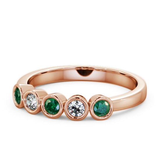  Five Stone Emerald and Diamond 0.35ct Ring 9K Rose Gold - Avebury FV9GEM_RG_EM_THUMB2 