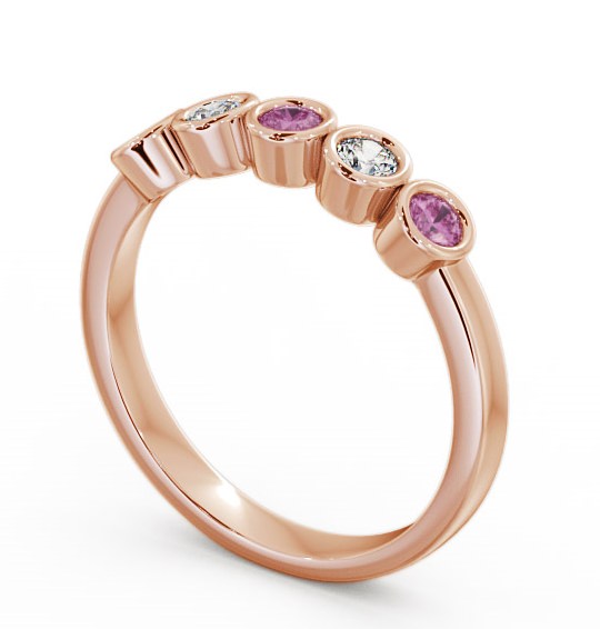 Five Stone Pink Sapphire and Diamond 0.41ct Ring 9K Rose Gold - Avebury FV9GEM_RG_PS_THUMB1