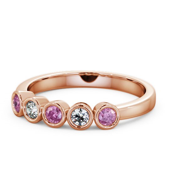  Five Stone Pink Sapphire and Diamond 0.41ct Ring 9K Rose Gold - Avebury FV9GEM_RG_PS_THUMB2 