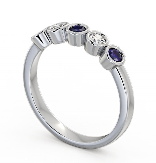 Five Stone Blue Sapphire and Diamond 0.41ct Ring 18K White Gold FV9GEM_WG_BS_THUMB1