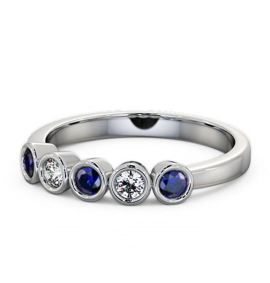 Five Stone Blue Sapphire and Diamond 0.41ct Ring 18K White Gold - Avebury FV9GEM_WG_BS_THUMB2 