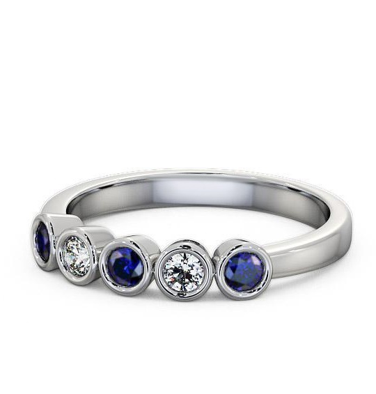 Avebury Five Stone Gemstone and Diamond Ring 0.41ct Bezel Set FV9GEM_WG_BS_THUMB2 