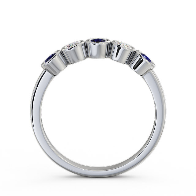 Five Stone Blue Sapphire and Diamond 0.41ct Ring 18K White Gold - Avebury FV9GEM_WG_BS_UP