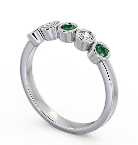 Five Stone Emerald and Diamond 0.35ct Ring Palladium - Avebury FV9GEM_WG_EM_THUMB1