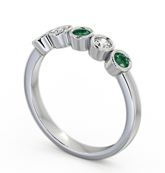 Five Stone Emerald and Diamond 0.35ct Ring Palladium FV9GEM_WG_EM_THUMB1