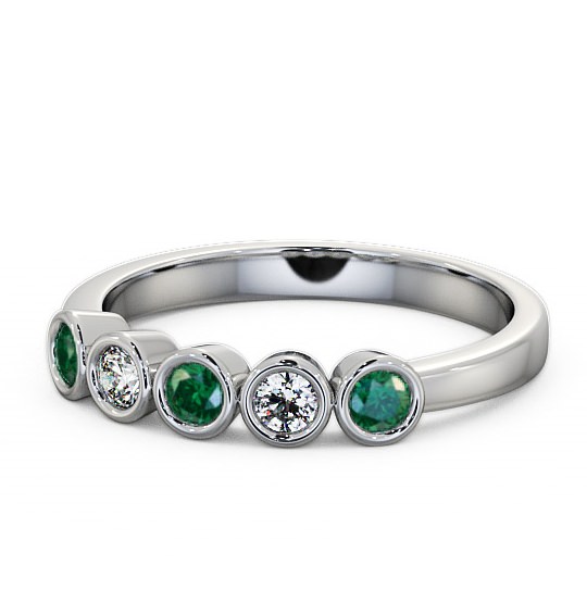 Five Stone Emerald and Diamond 0.35ct Ring 9K White Gold - Avebury FV9GEM_WG_EM_THUMB2 