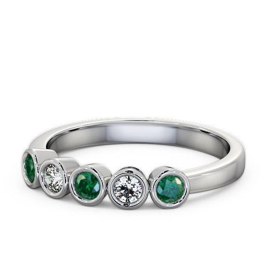 Avebury Five Stone Gemstone and Diamond Ring 0.41ct Bezel Set FV9GEM_WG_EM_THUMB2 