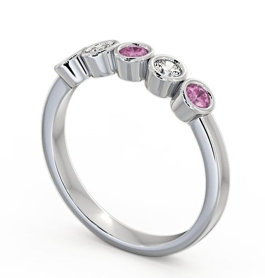  Five Stone Pink Sapphire and Diamond 0.41ct Ring Platinum - Avebury FV9GEM_WG_PS_THUMB1 