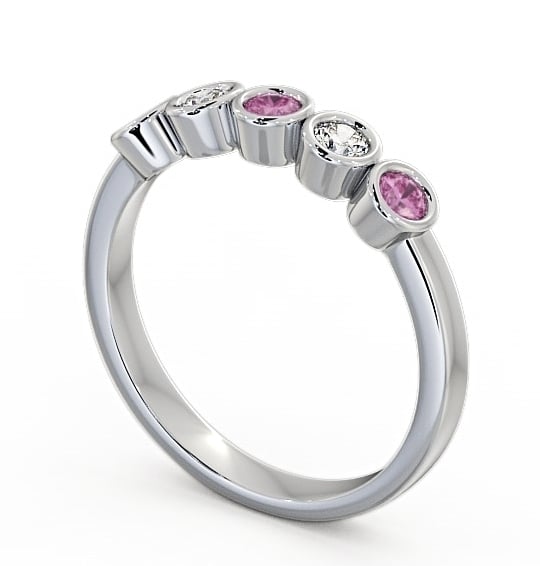 Five Stone Pink Sapphire and Diamond 0.41ct Ring 9K White Gold FV9GEM_WG_PS_THUMB1