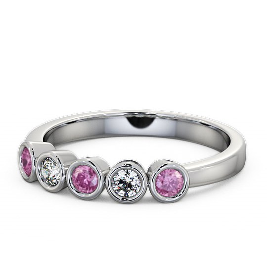  Five Stone Pink Sapphire and Diamond 0.41ct Ring 9K White Gold - Avebury FV9GEM_WG_PS_THUMB2 