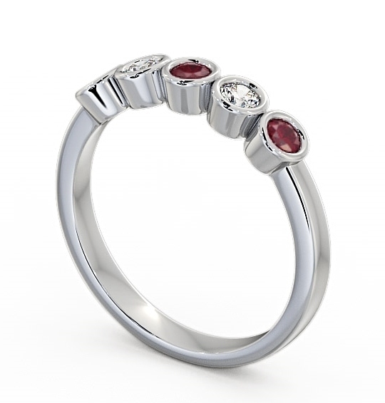 Five Stone Ruby and Diamond 0.41ct Ring 18K White Gold FV9GEM_WG_RU_THUMB1